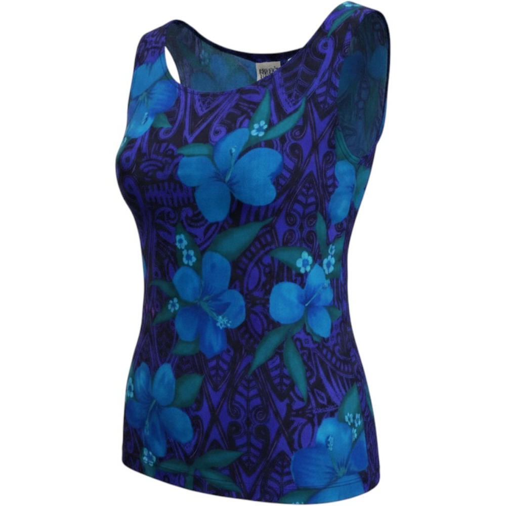 Chico's Design Floral Tank Top Sleeveless Blue Purple Tropical Career Size 1‎